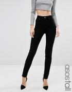 Asos Tall Farleigh High Waist Slim Mom Jeans In Clean Black - Black