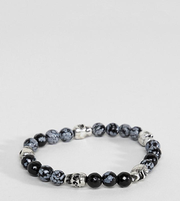 Reclaimed Vintage Inspired Plus Black Beaded Bracelet With Skulls Exclusive To Asos - Black