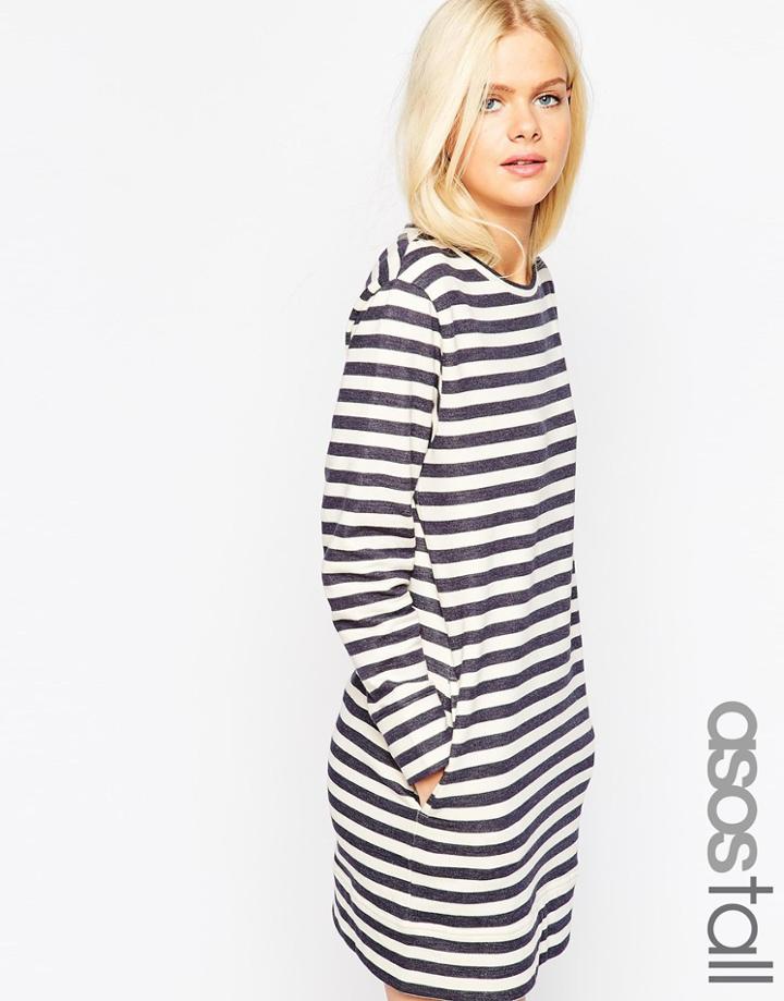 Asos Tall Sweat Dress In Stripe - Multi