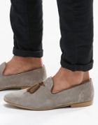 Asos Tassel Loafers In Gray Suede With Natural Sole - Gray