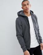 Threadbare Quilted Zip Through Hoodie With Fleece Lining - Gray