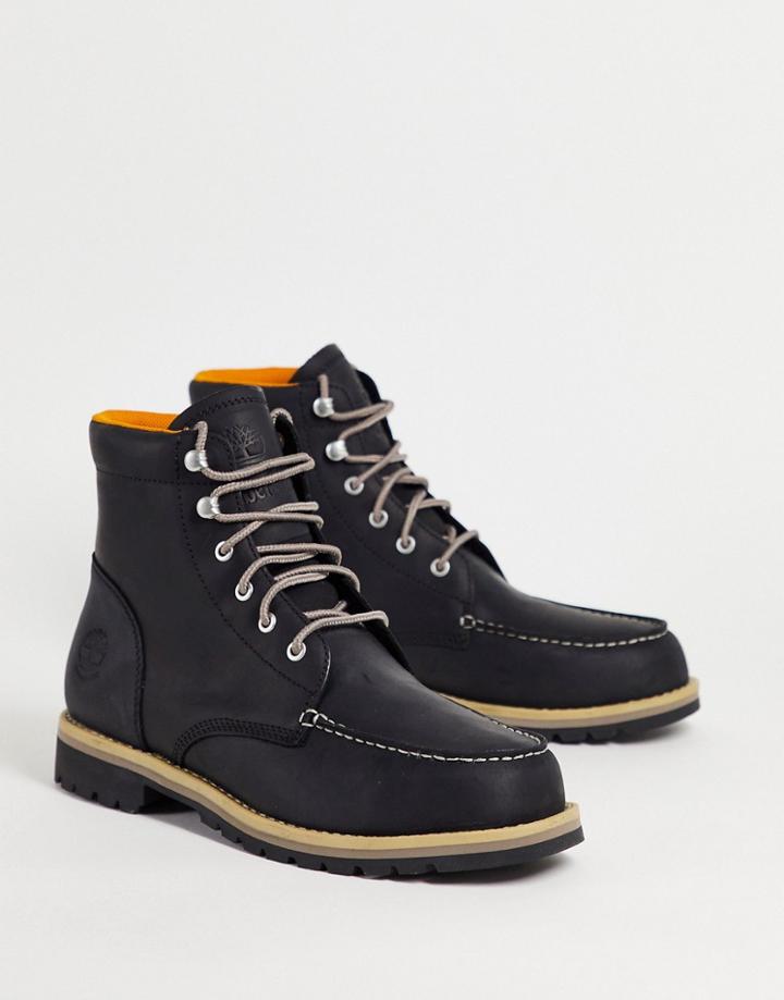 Timberland Redwood Falls Moc Toe Boots In Black Full Grain