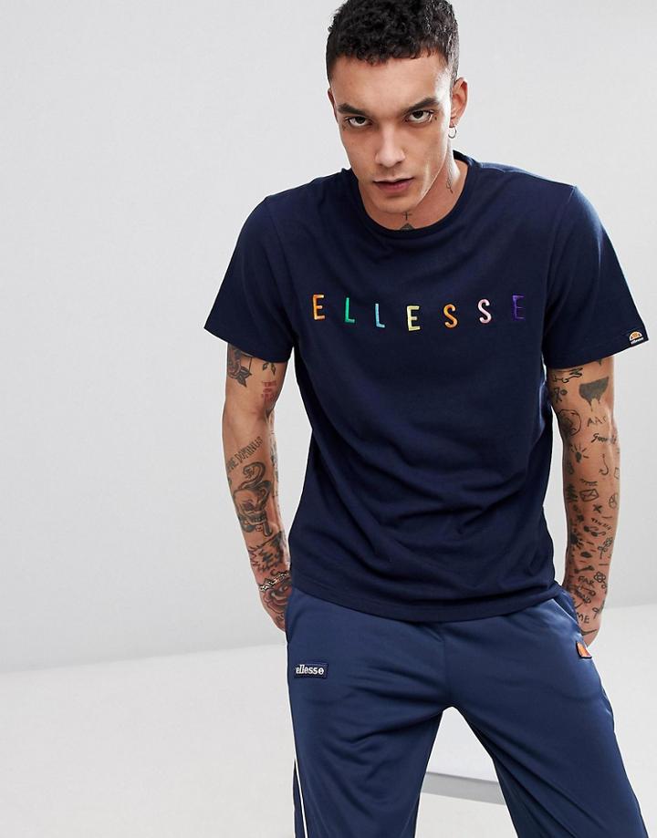Ellesse T-shirt With Color Logo In Navy - Navy