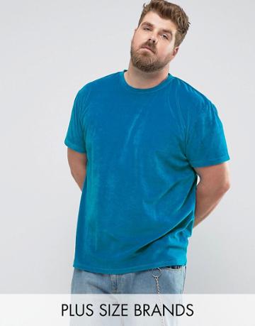 Zeffer Plus Oversized Velour T-shirt - Blue