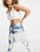 Love Moschino Stud Chain Shoulder Bag In Silver-white