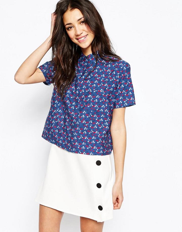 Sugarhill Boutique Cherry Blouse - Dark Blue
