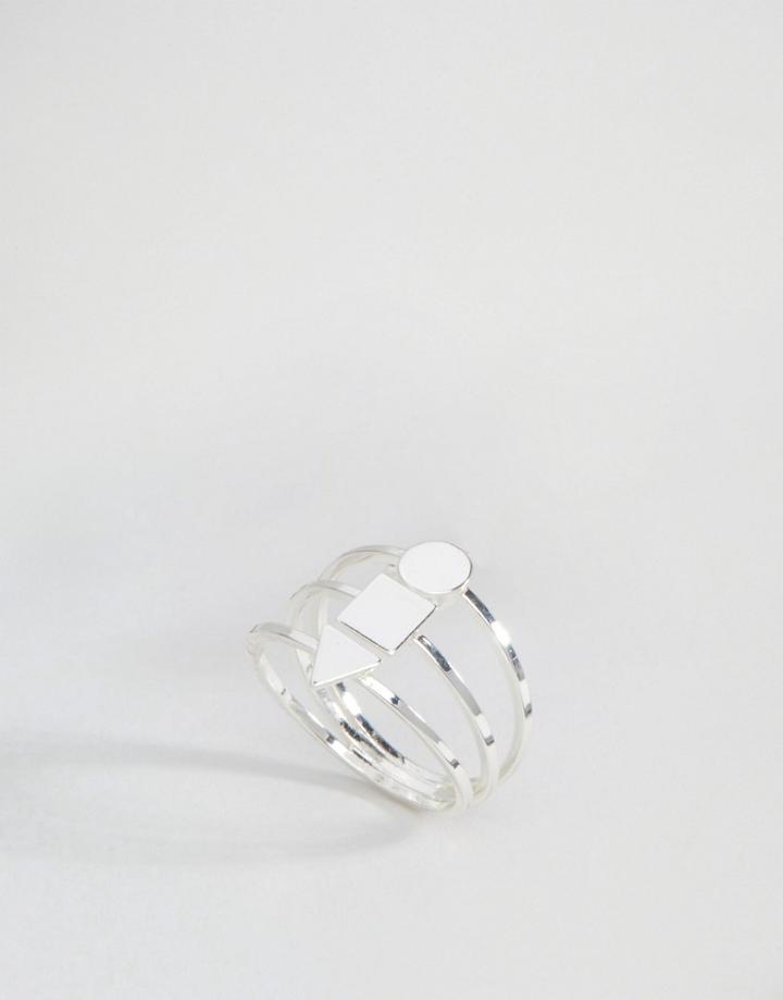 Asos Flat Shapes Ring - Silver