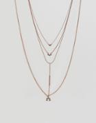 Asos Multirow Bar & Charm Necklace - Copper