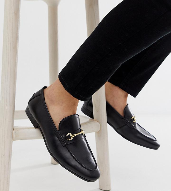 Silver Street Wide Fit Metal Bar Loafer In Black - Black