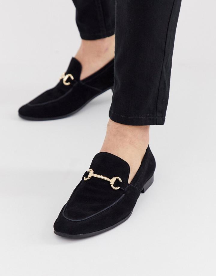 Office Lemming Bar Loafers In Black Suede