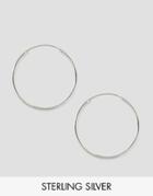 Fashionology Sterling Silver Simple Hoop Earrings - Silver