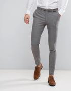Asos Wedding Super Skinny Suit Pants In Mini Check In Gray - Gray