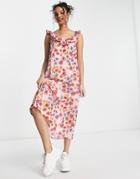 Jdy Flippa Midi Dress In Floral Print-pink