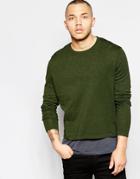 Asos Cropped Sweater In Khaki Cotton - Khaki
