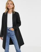 New Look Button Front Coat In Black - Black
