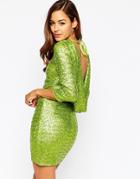 Asos Embellished Cowl Body-conscious Mini Dress - Lime $69.00