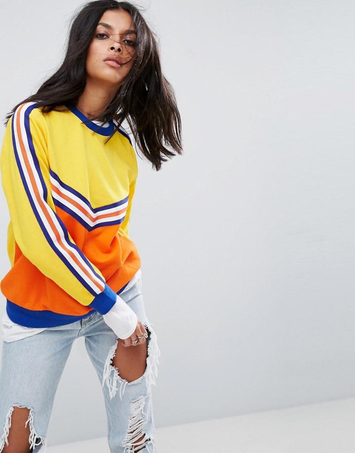 Asos Sweat With Varsity Blocking - Multi