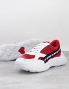 Love Moschino Logo Chunky Sneakers In Red And White