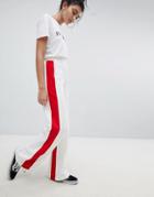 Bershka Wide Leg Pants With Side Stripe In White - White