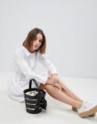 Asos Design White Cotton Mini Skater Shirt Dress - White