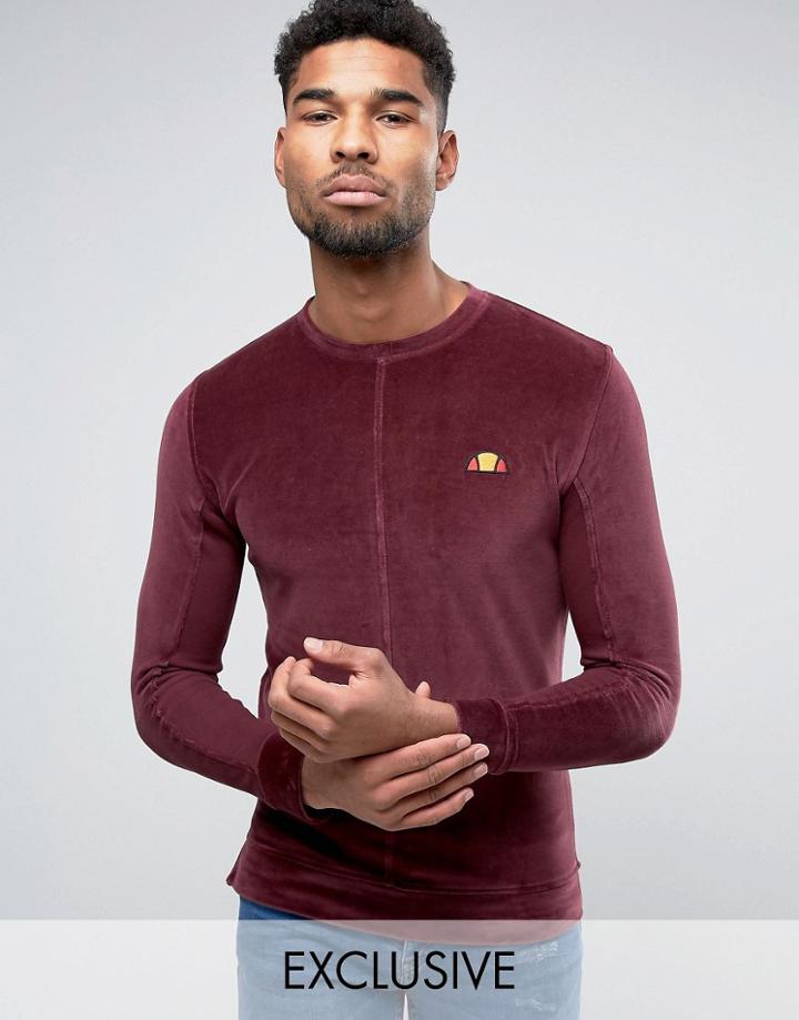Ellesse Velour Sweatshirt With Small Logo - Red