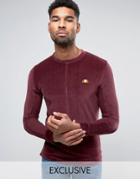 Ellesse Velour Sweatshirt With Small Logo - Red