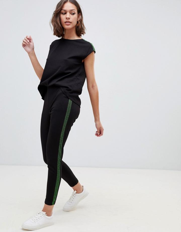 Ichi Sport Stripe Jumpsuit - Green