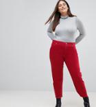 Asos Curve Florence Authentic Straight Leg Jeans In Red - Red