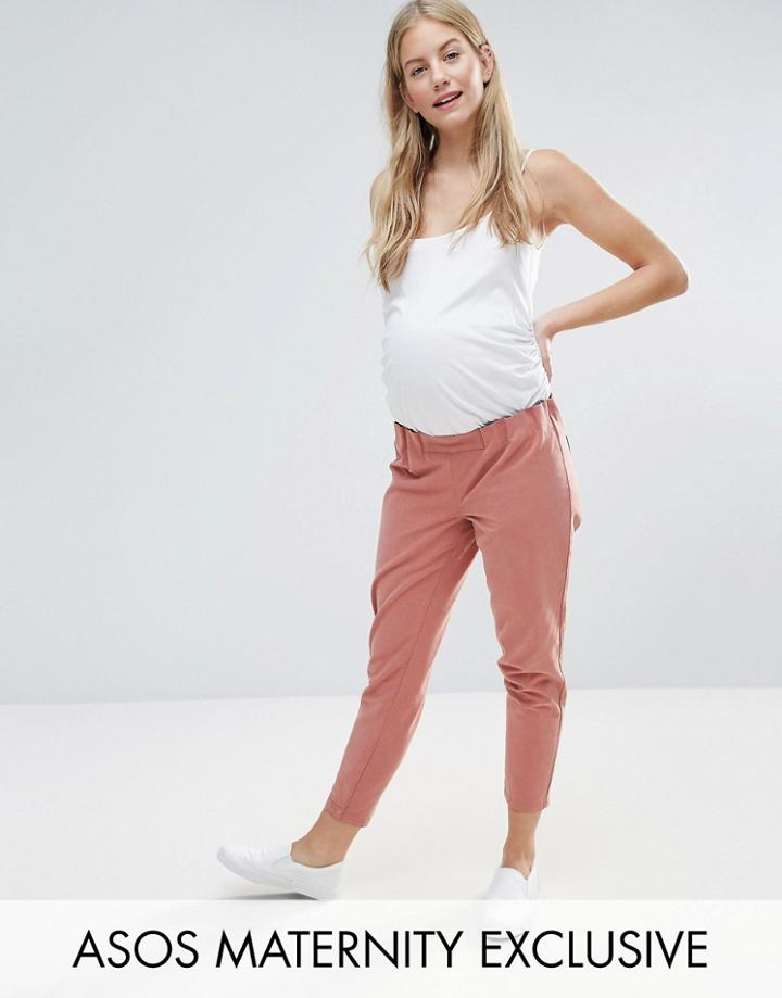Asos Maternity Paperbag Straight Leg Pant - Pink