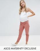 Asos Maternity Paperbag Straight Leg Pant - Pink