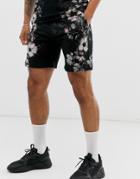Religion Two-piece Shorts With Floral Side Print In Black - Black