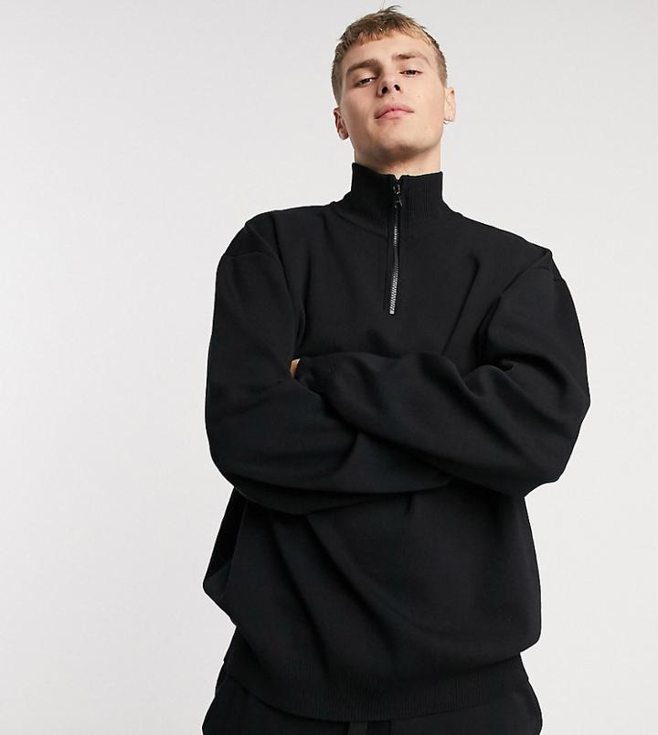 Collusion Knit Half Zip Sweater Set In Black