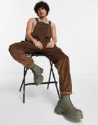 Asos Design Skater Fit Overalls In Cord In Brown