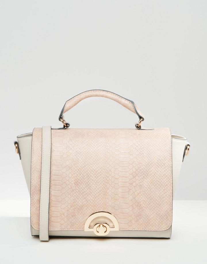 Asos Blocked Tote Bag With Metal Lock - Multi