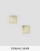 Asos Gold Plated Sterling Silver 10mm Flat Minimal Square Stud Earrings - Gold