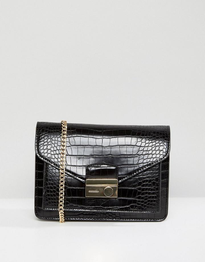Mango Faux Snake Clasp Bag - Blue