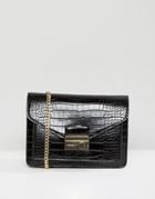 Mango Faux Snake Clasp Bag - Blue