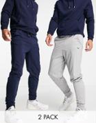 Threadbare Lounge 2-pack Sweatpants In Navy And Gray
