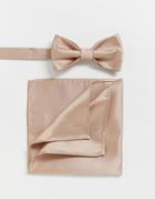 Devils Advocate Wedding Plain Satin Bow Tie And Pocket Square-pink