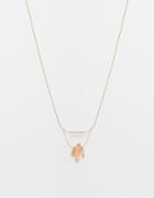Asos Fine Bar Shard Long Pendant Necklace - Peach