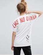 Asos T-shirt With Like No Other Print And Distress - White
