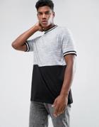 Asos T-shirt With Inject Fabric Cut & Sew And Tipping - Black