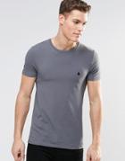 Asos Muscle T-shirt With Crew Neck And Logo In Gray - Castle Rock