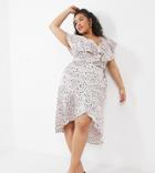 Naanaa Plus Frill Midi Dress In Pink Print
