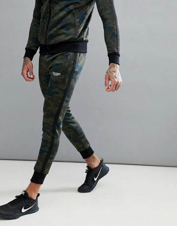 Muscle Monkey Skinny Joggers In Camo - Green