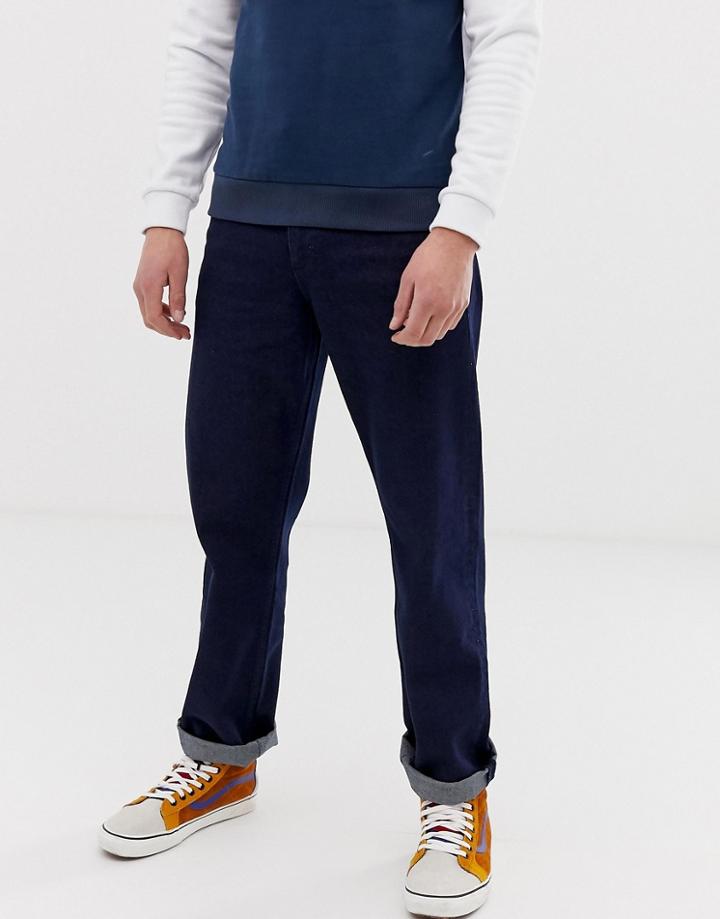 Asos Design Straight Jeans In Raw Blue