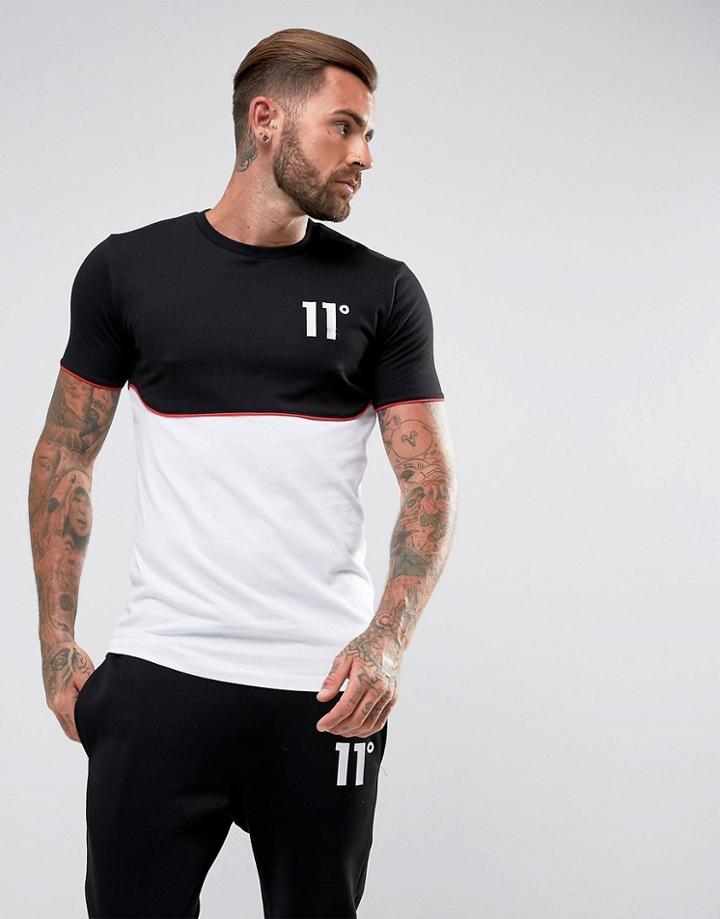11 Degrees T-shirt In Black With White Panel - Black