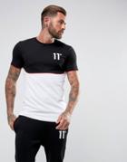 11 Degrees T-shirt In Black With White Panel - Black