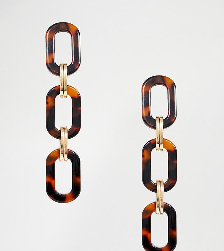 River Island Chain Drop Earrings In Tortoise Shell - Yellow