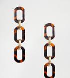River Island Chain Drop Earrings In Tortoise Shell - Yellow